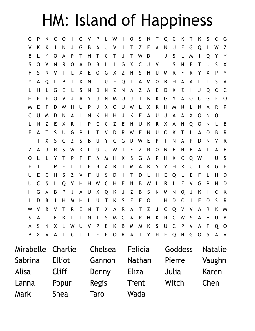 HM: Island of Happiness Word Search