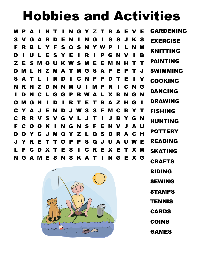 Hobbies and Activities Word Search