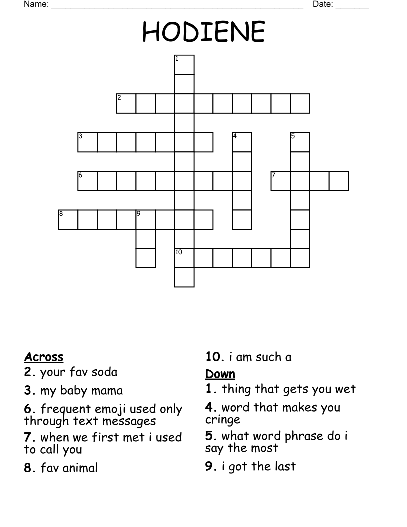 HODIENE Crossword