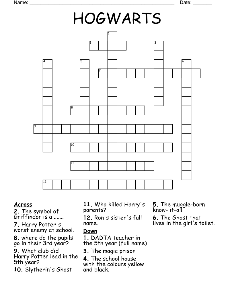 HOGWARTS Crossword