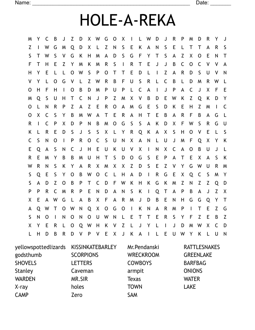 HOLE-A-REKA Word Search