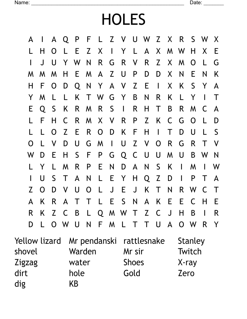 HOLES Word Search