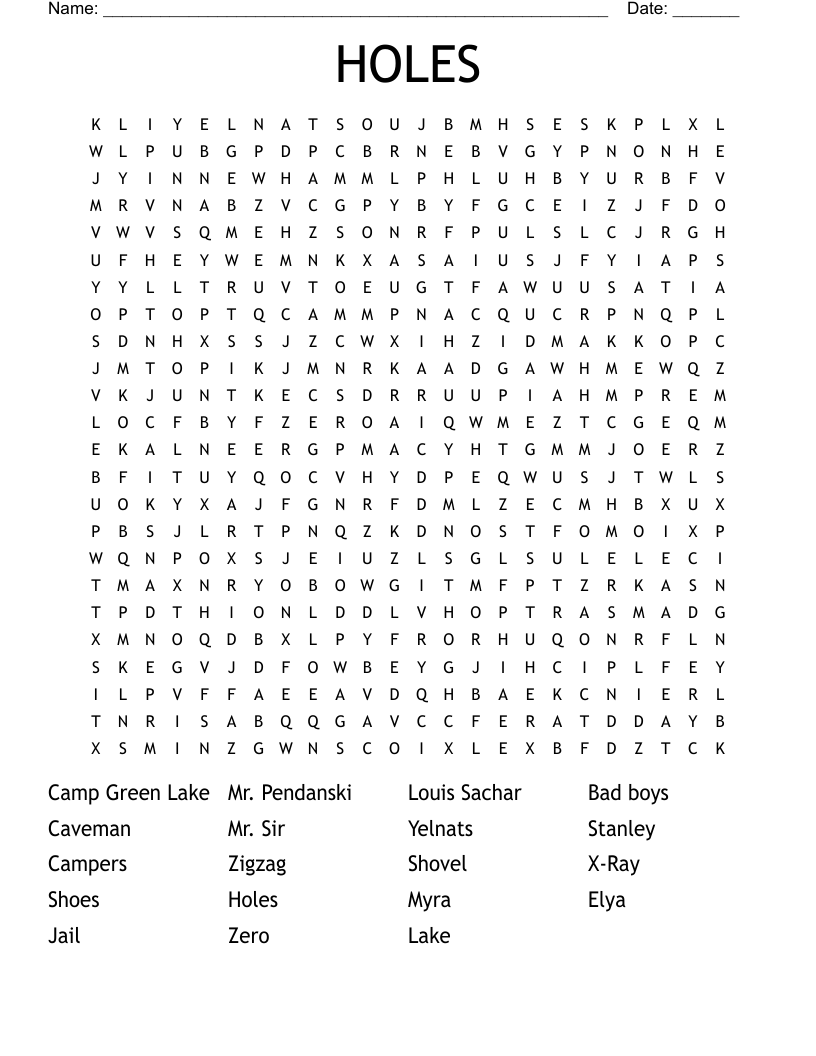 HOLES Word Search