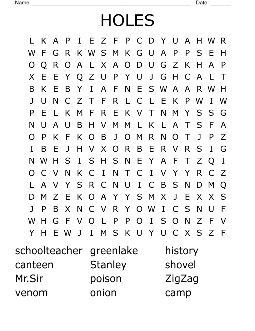 HOLES Word Search