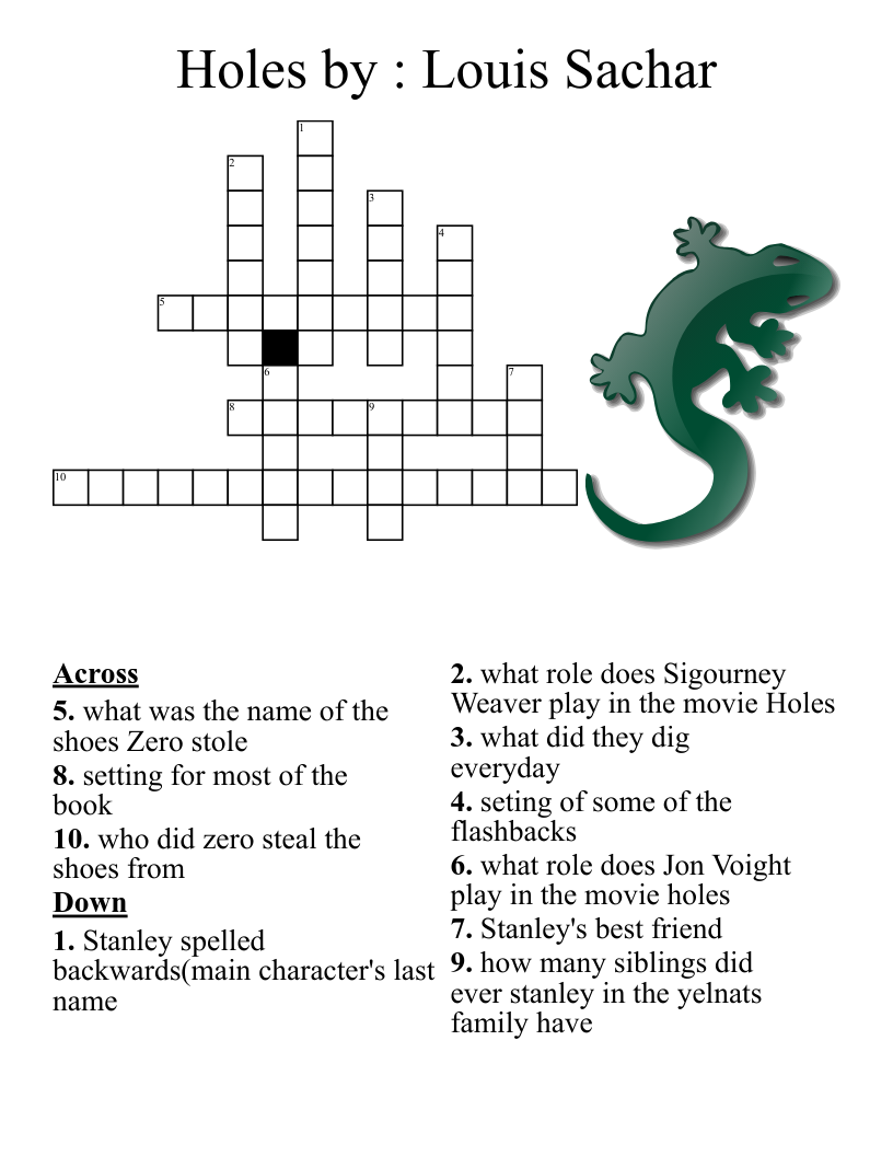 Holes by : Louis Sachar Crossword