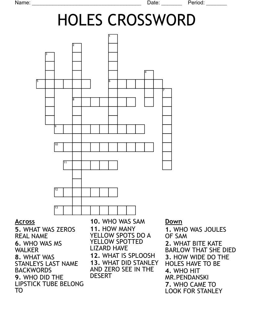 HOLES CROSSWORD