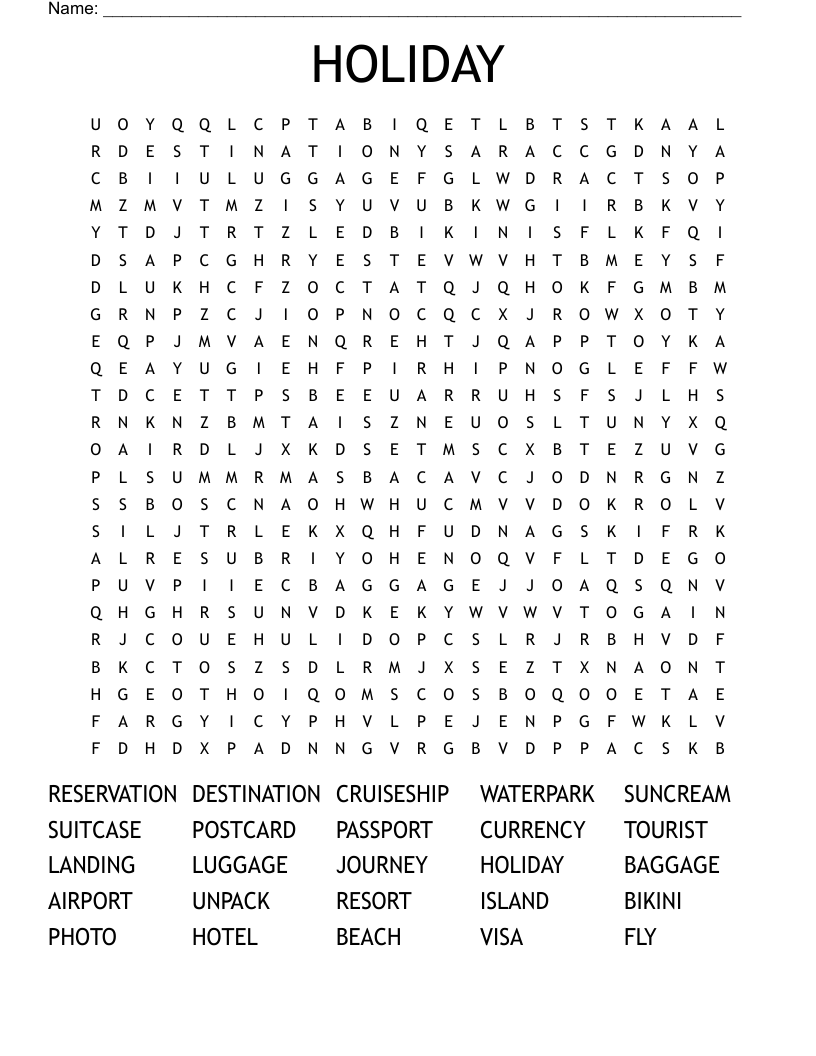 HOLIDAY Word Search