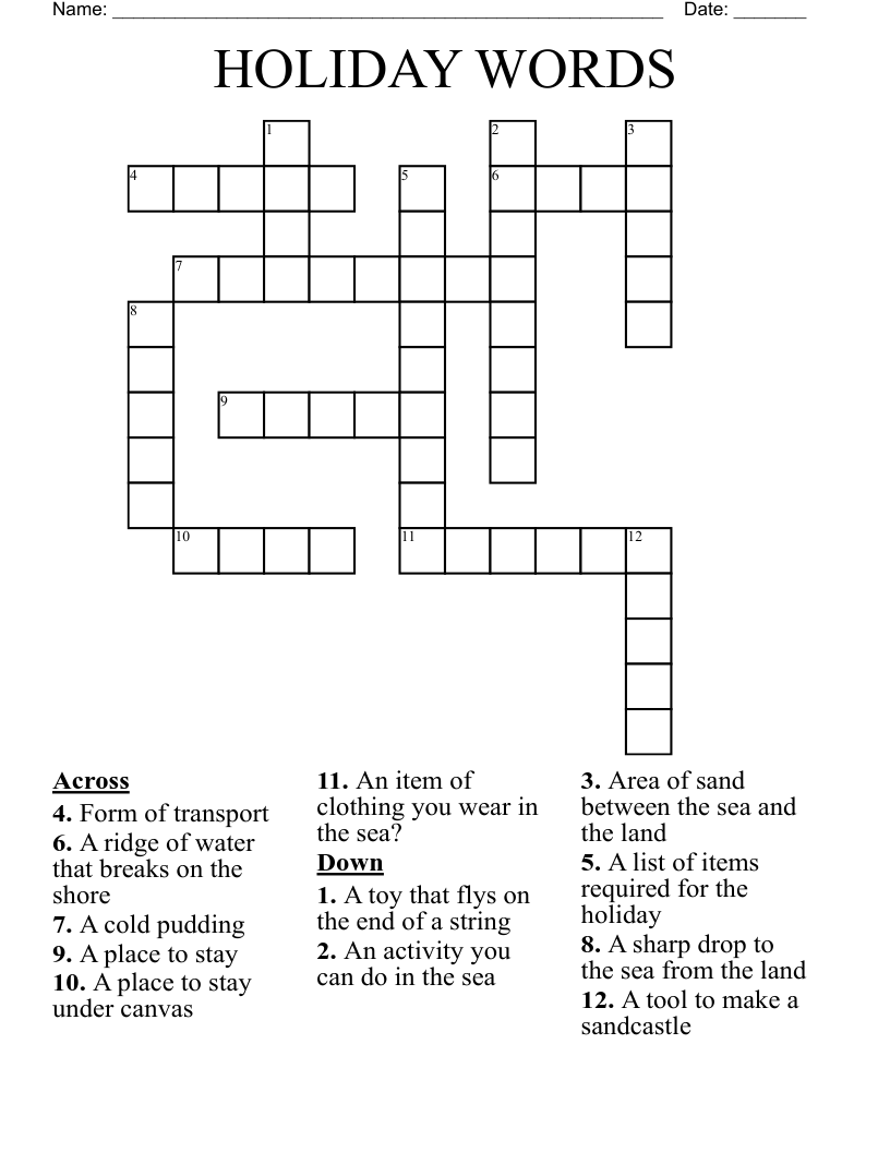 HOLIDAY WORDS Crossword