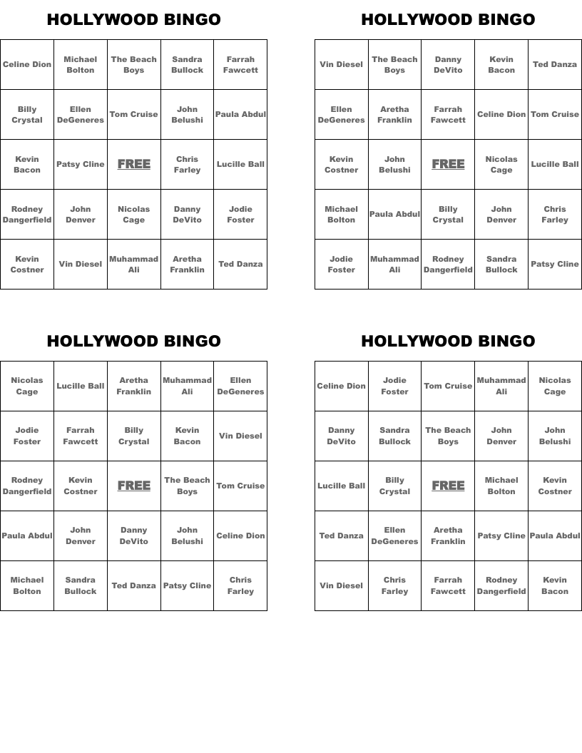 HOLLYWOOD BINGO