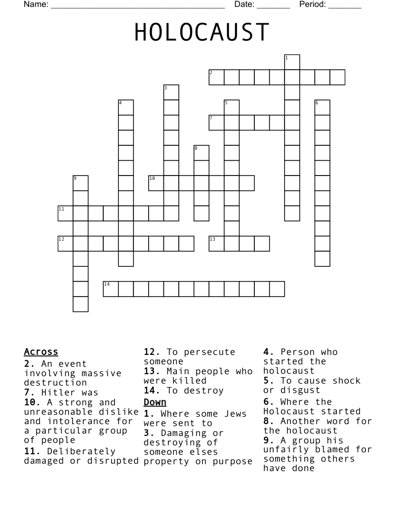 HOLOCAUST Crossword