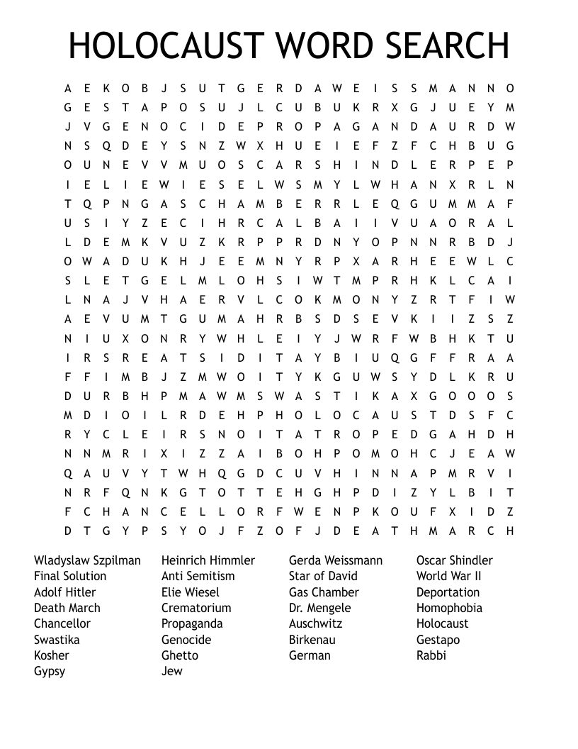 HOLOCAUST WORD SEARCH