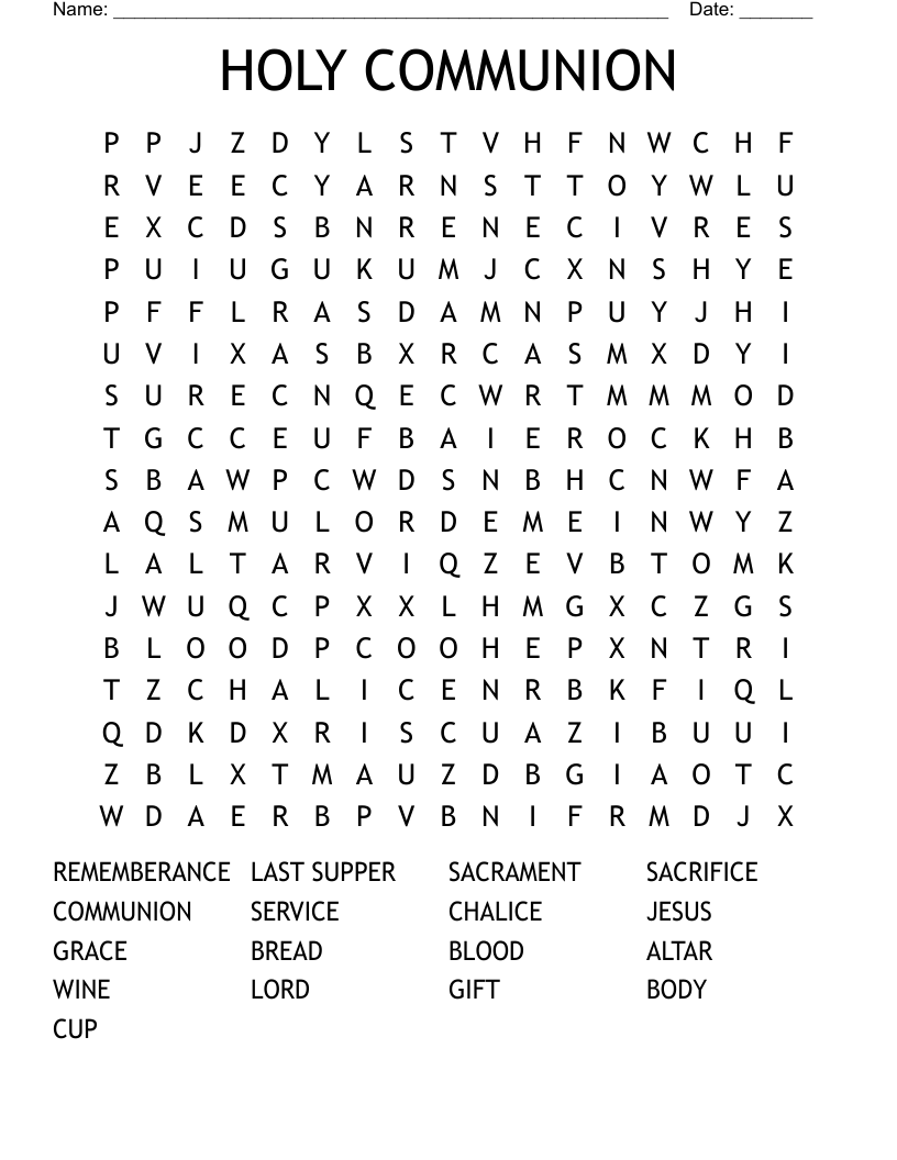 HOLY COMMUNION Word Search