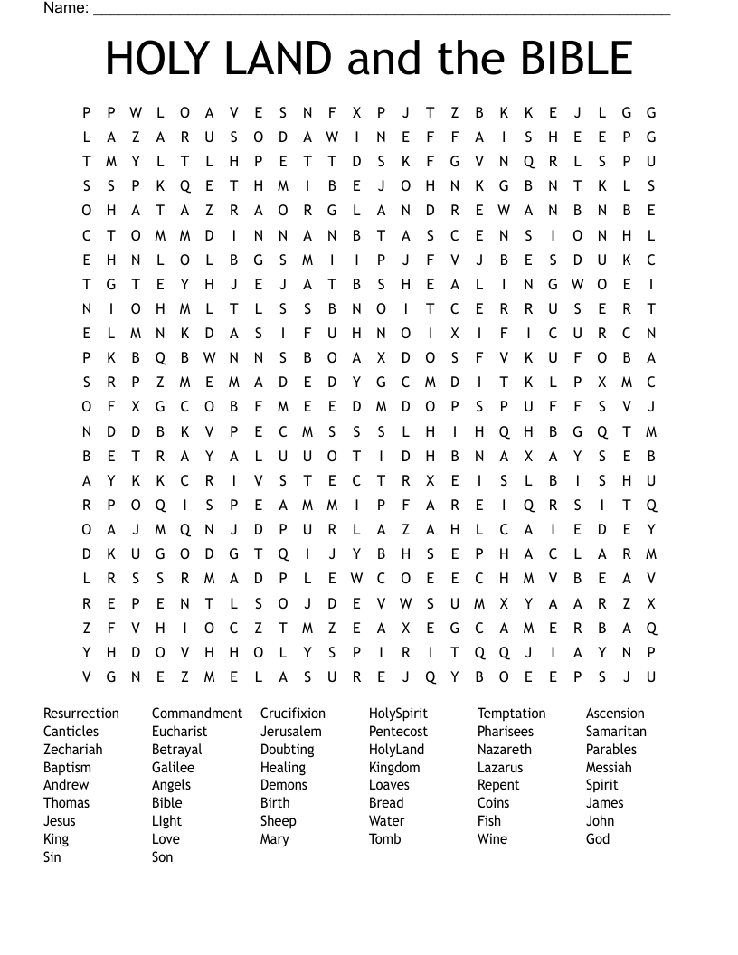 HOLY LAND and the BIBLE Word Search