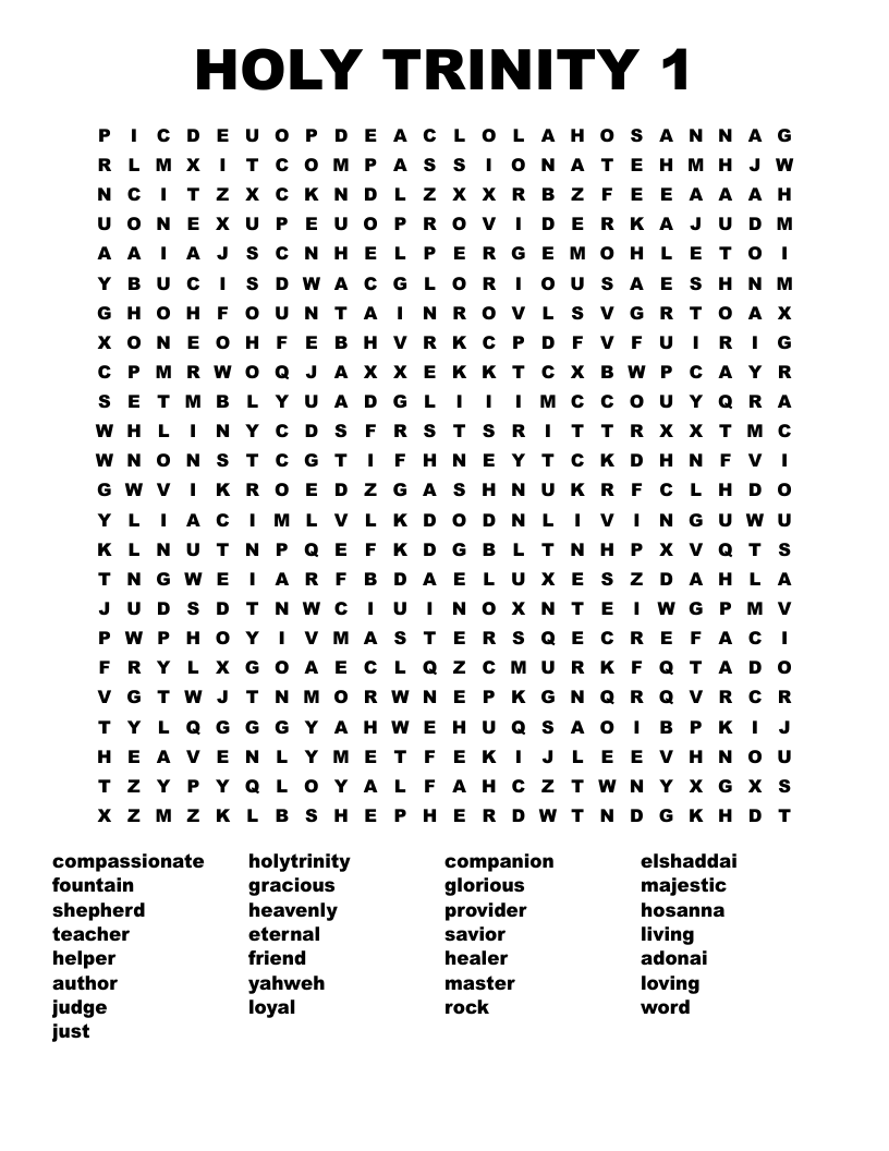 HOLY TRINITY 1 Word Search