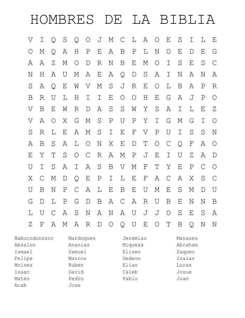 HOMBRES DE LA BIBLIA Word Search