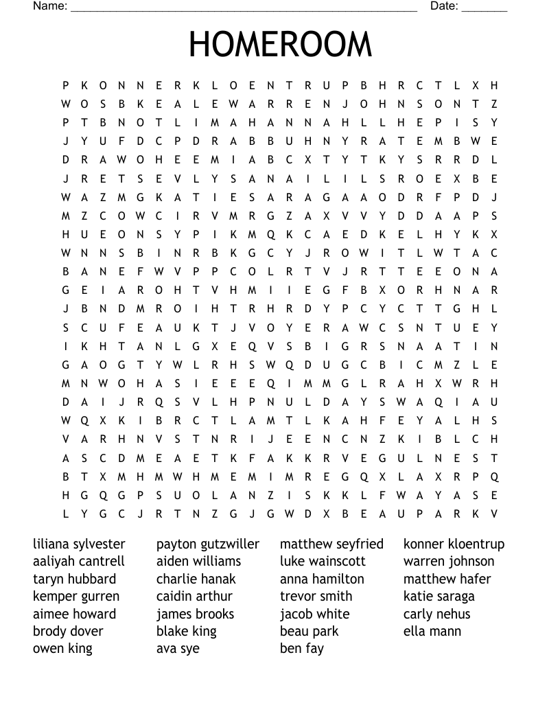HOMEROOM Word Search