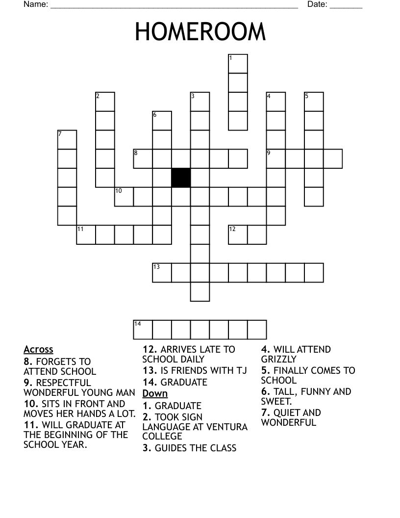 HOMEROOM Crossword