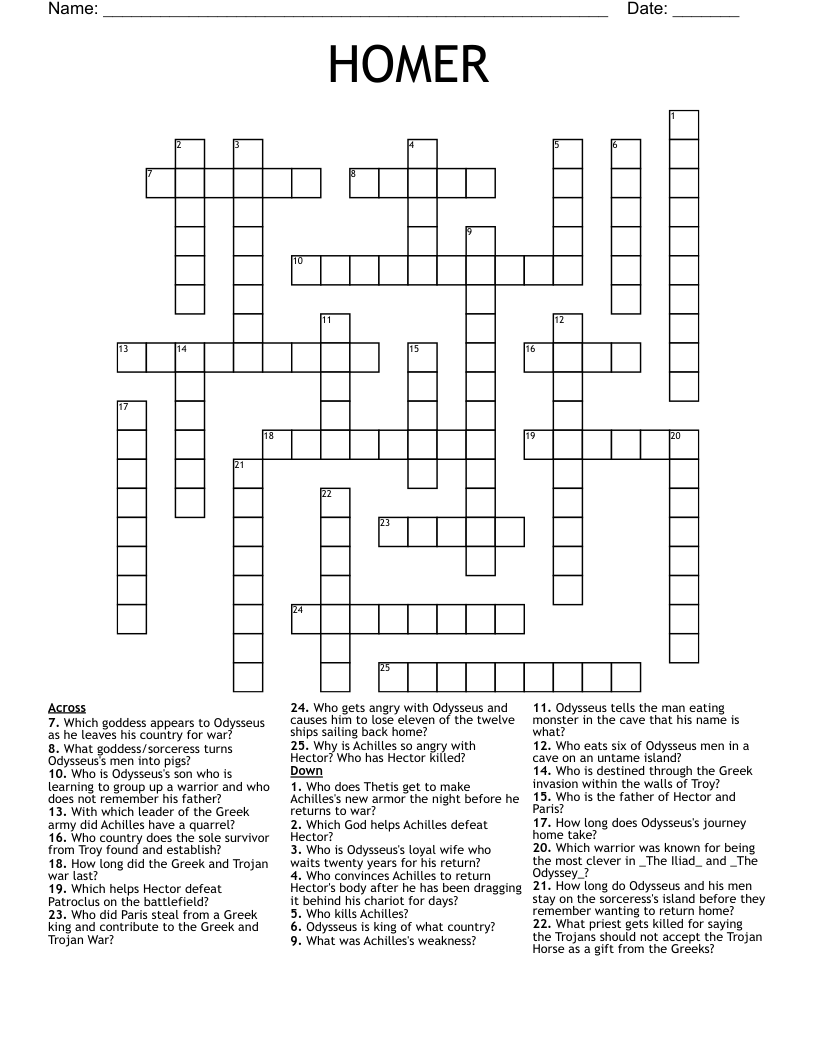HOMER Crossword