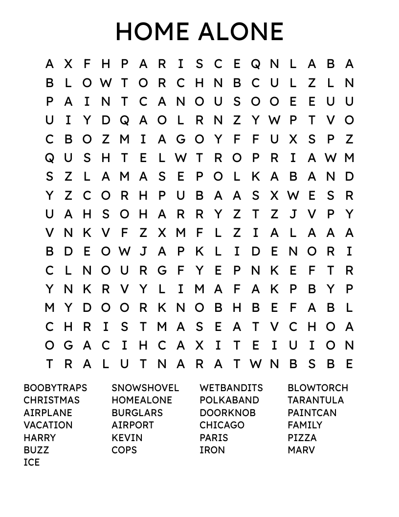 HOME ALONE Word Search