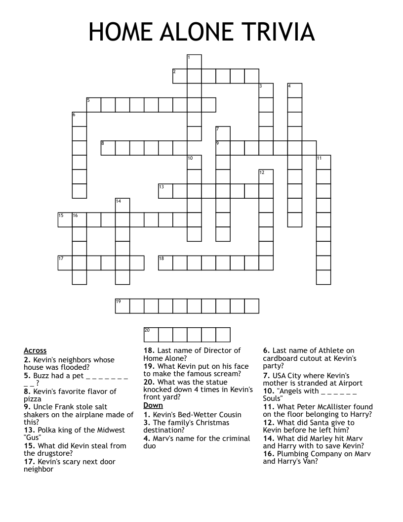HOME ALONE TRIVIA Crossword