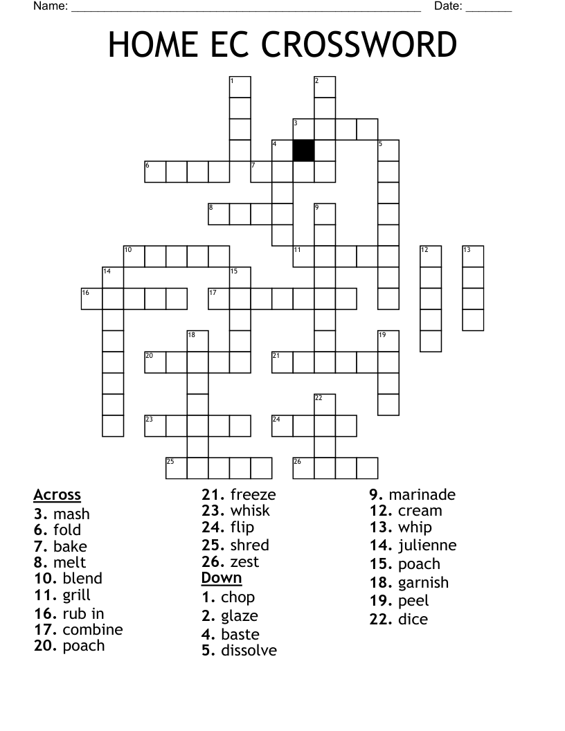 HOME EC CROSSWORD