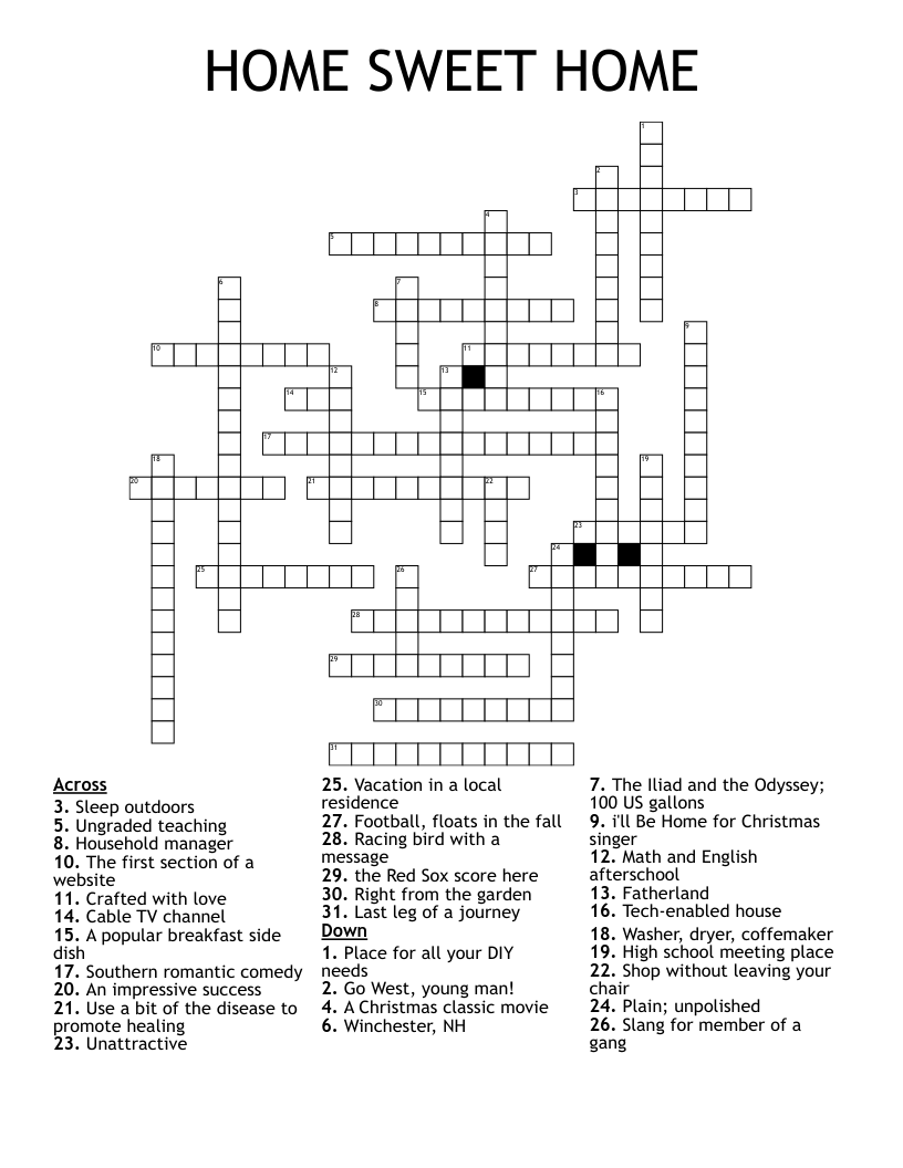 HOME SWEET HOME Crossword