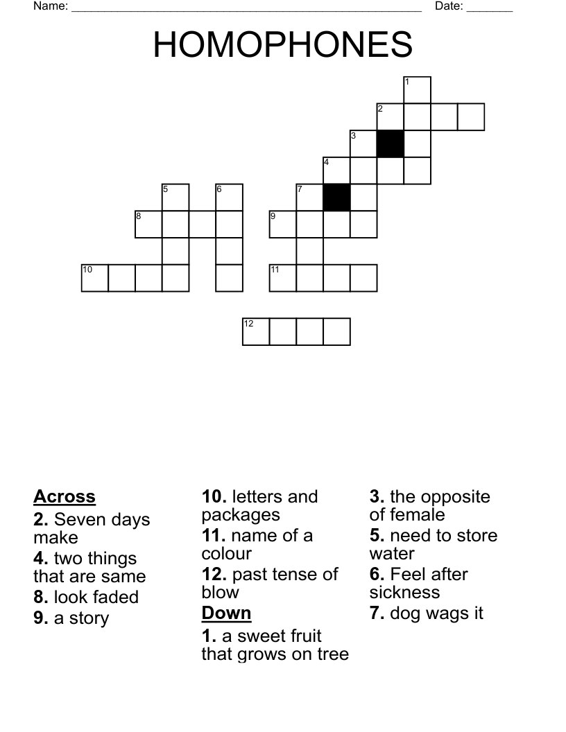 HOMOPHONES Crossword