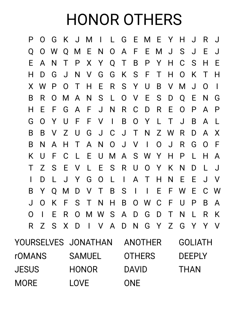 HONOR OTHERS Word Search