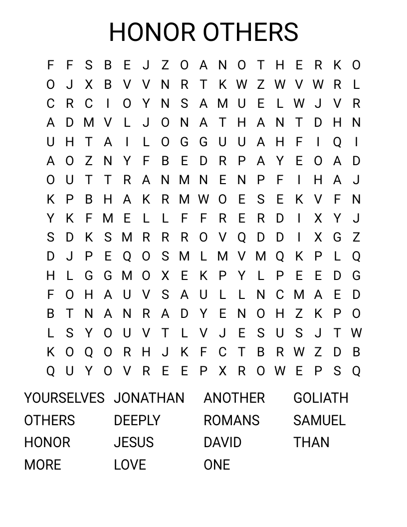 HONOR OTHERS Word Search