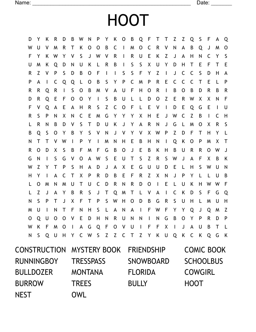 HOOT Word Search