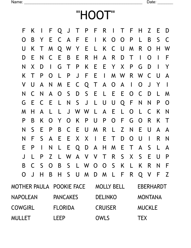 ''HOOT'' Word Search