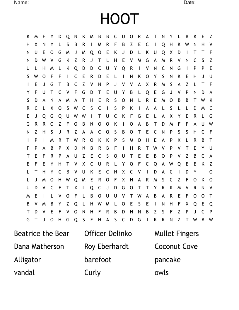 HOOT Word Search