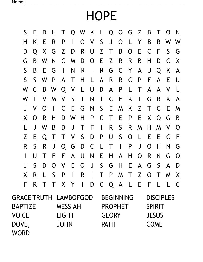 HOPE Word Search