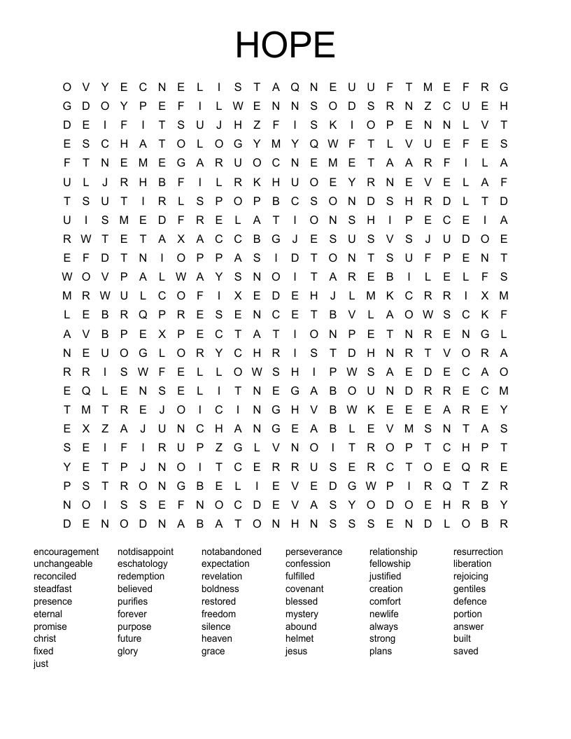 HOPE Word Search