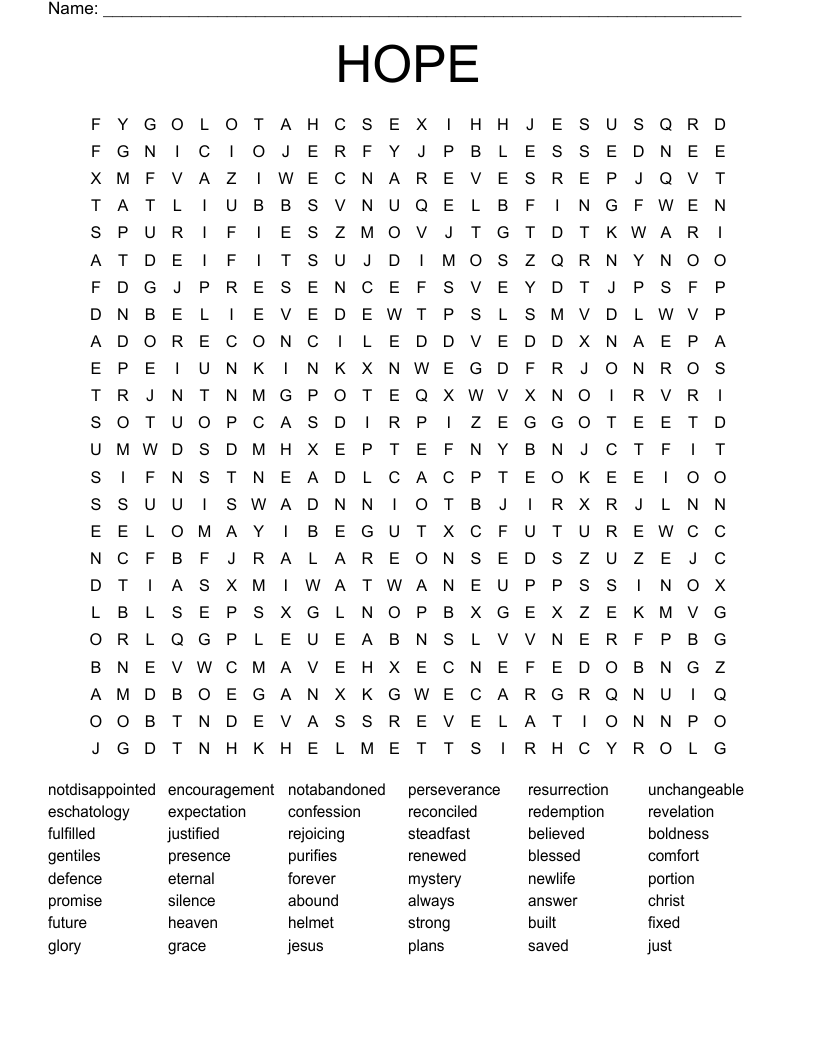 HOPE Word Search