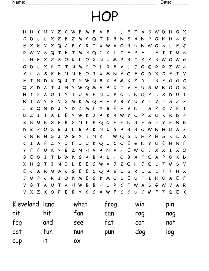 HOP Word Search