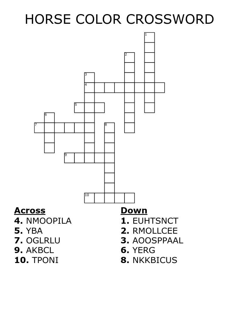 HORSE COLOR CROSSWORD
