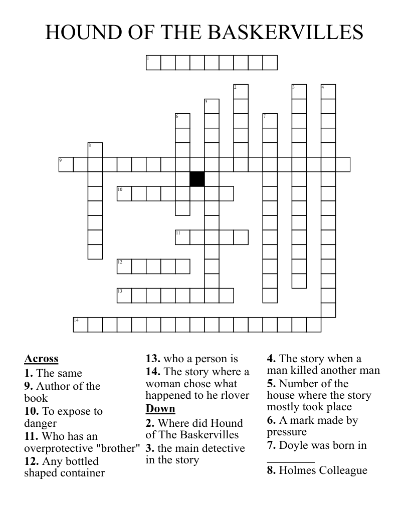 HOUND OF THE BASKERVILLES  Crossword