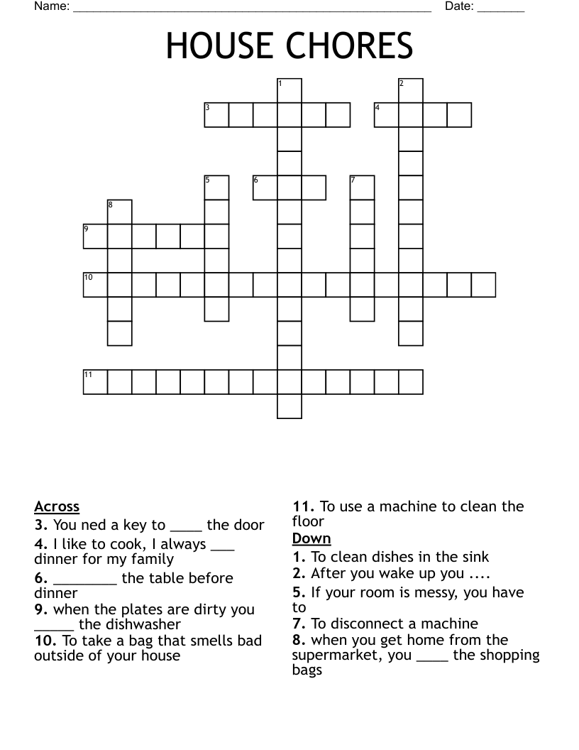 HOUSE CHORES Crossword