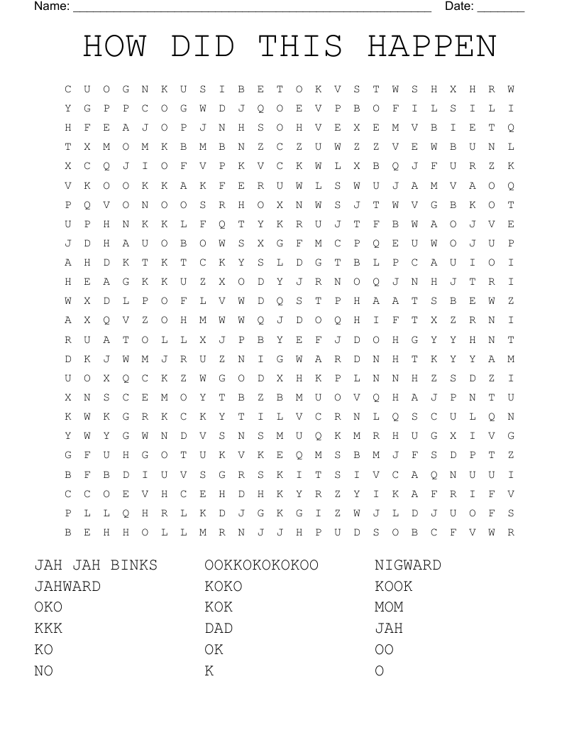 HOW DID THIS HAPPEN Word Search