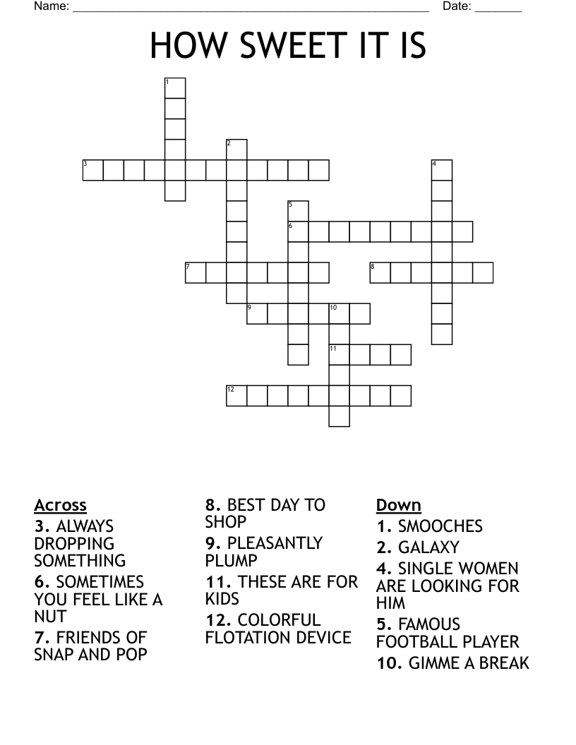 HOW SWEET IT IS Crossword