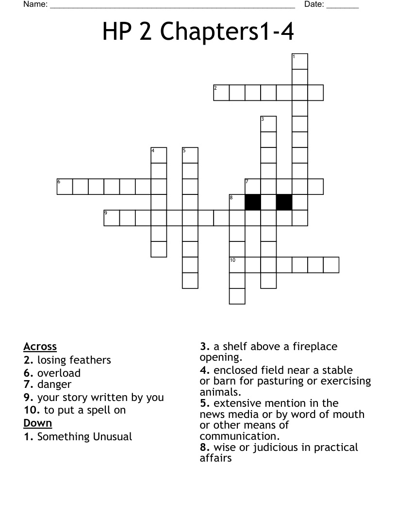 HP 2 Chapters1-4 Crossword