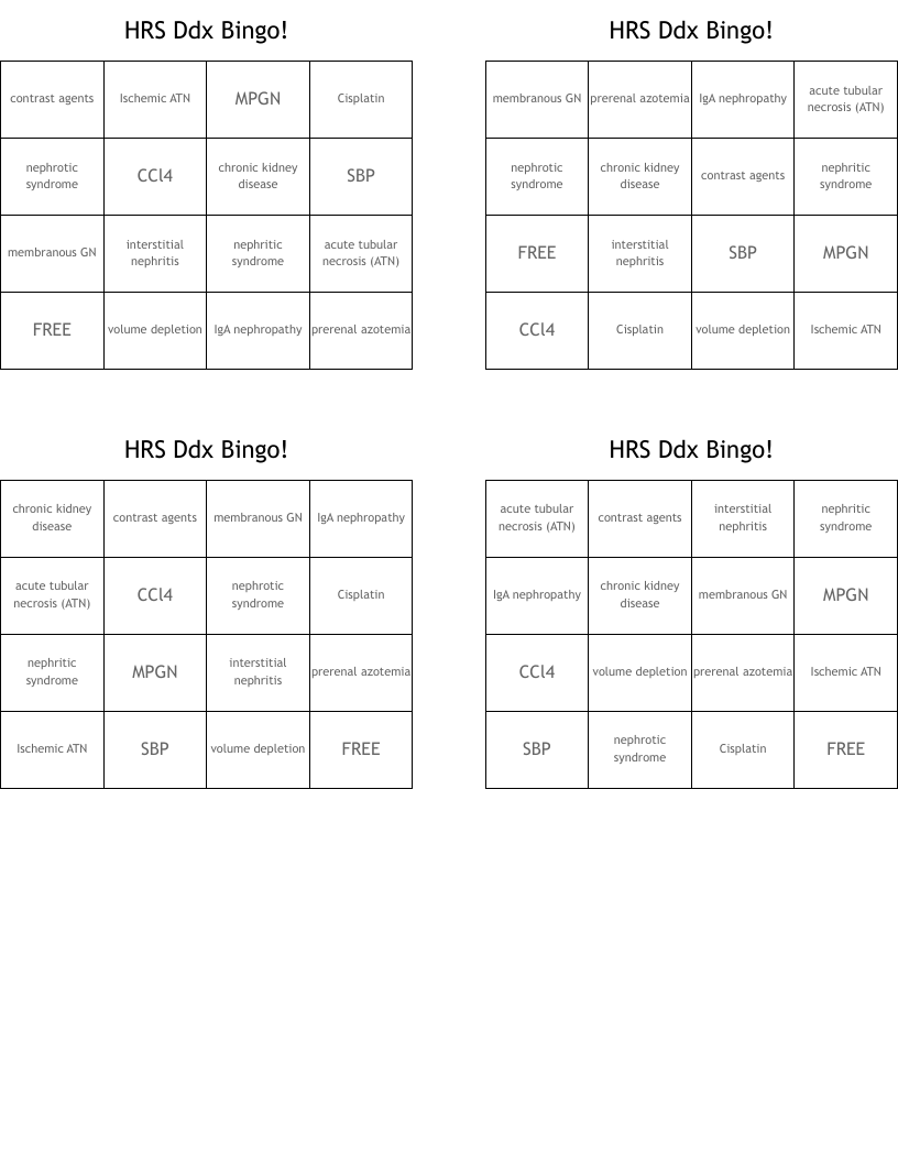 HRS Ddx Bingo! 