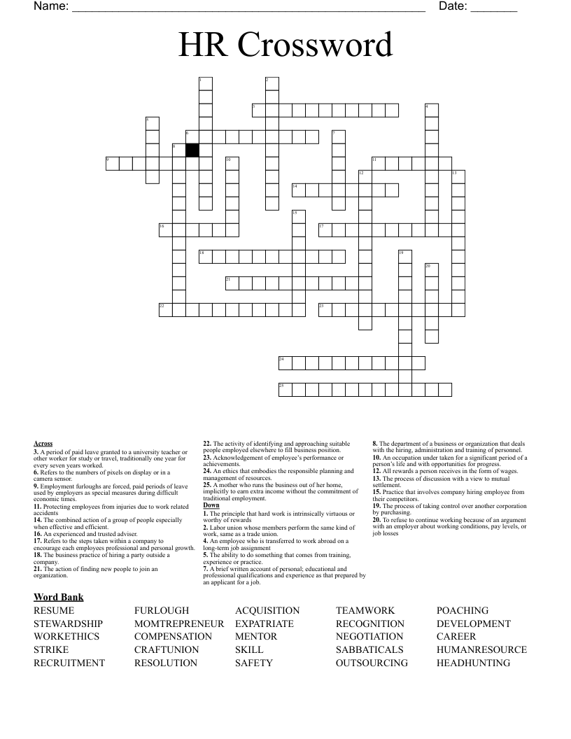 HR Crossword