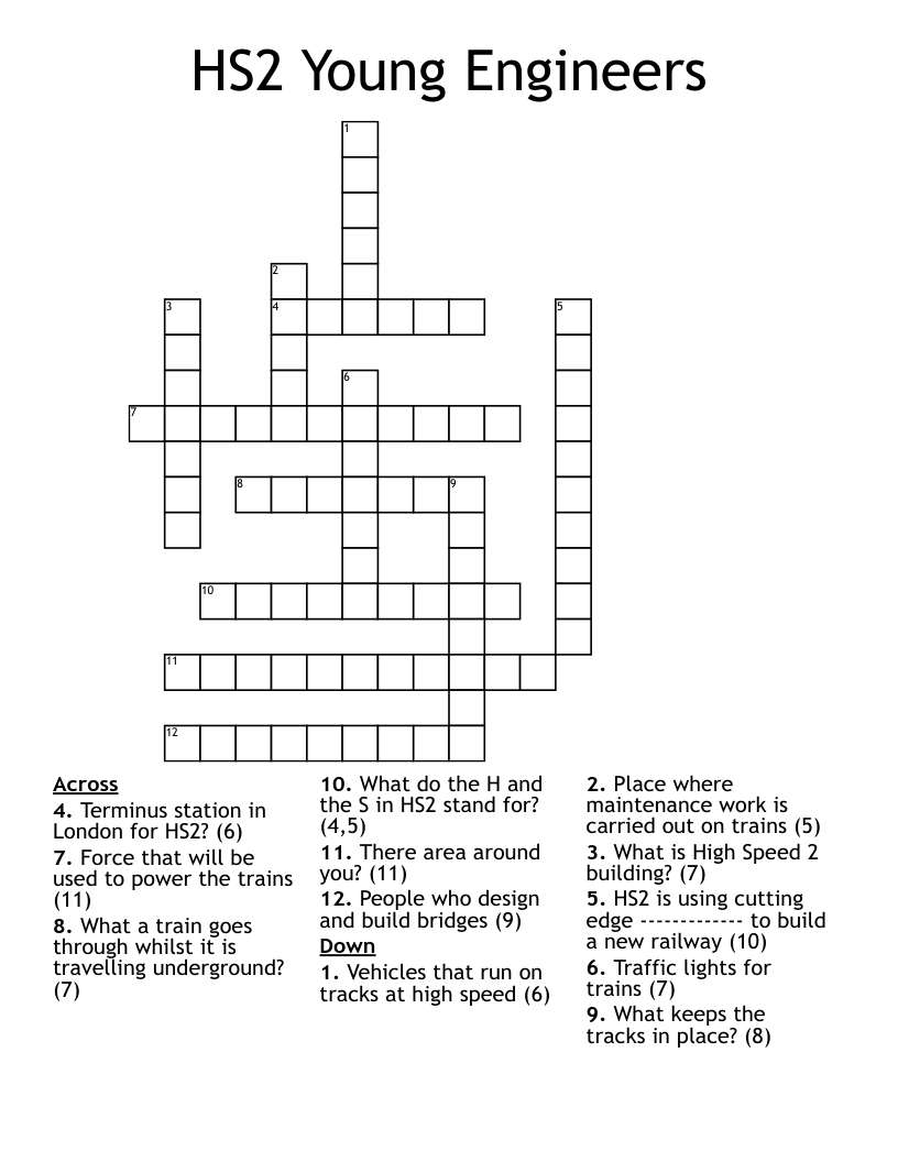 HS2 Young Engineers  Crossword