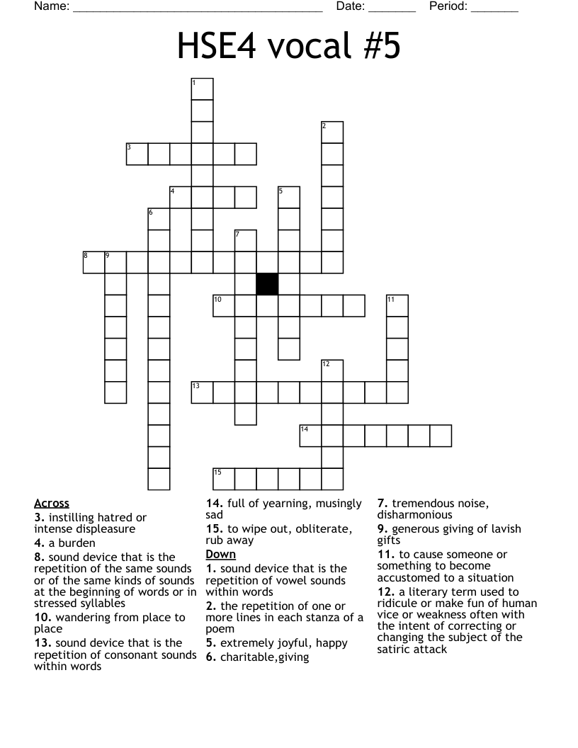 HSE4 vocal #5 Crossword