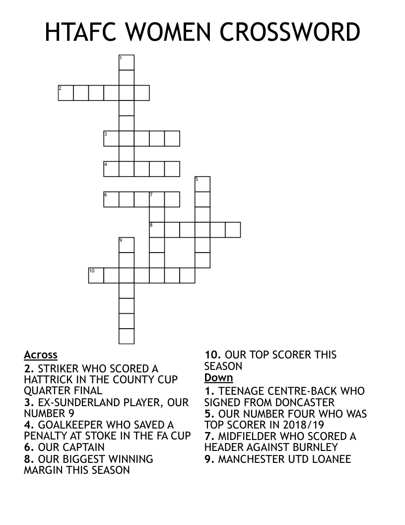 HTAFC WOMEN CROSSWORD