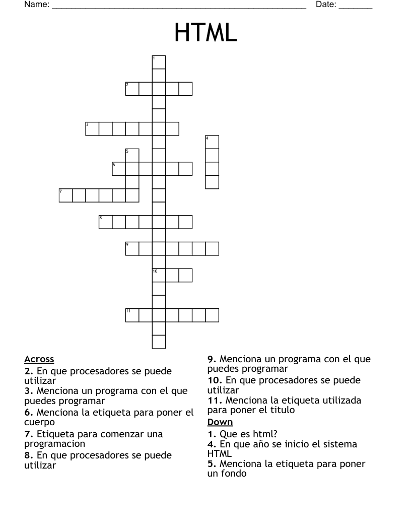 HTML Crossword