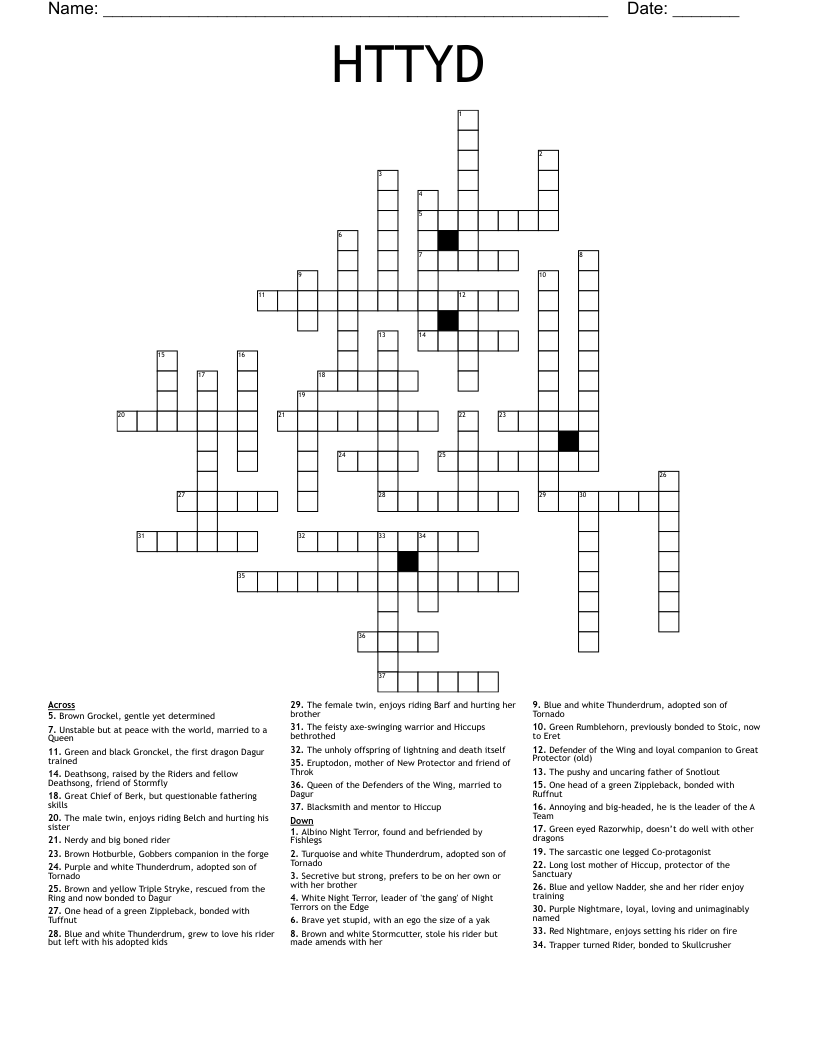 HTTYD Crossword