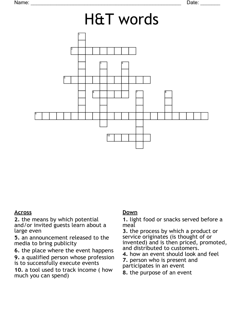 H&T words Crossword